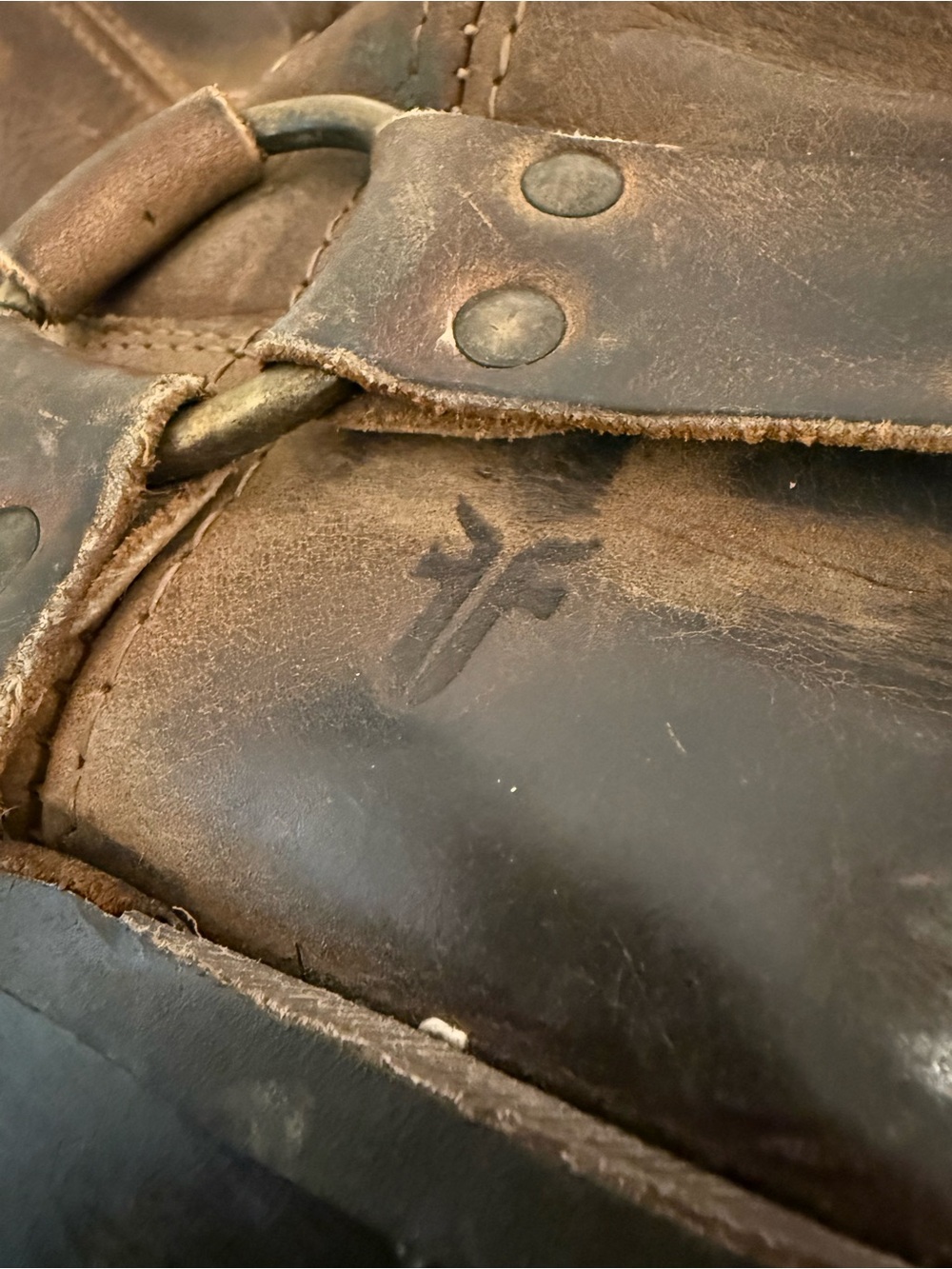 Rare Frye Brown Leather Harness 12 Boots Western Motorcycle Women Size 9 - Picture 6 of 14